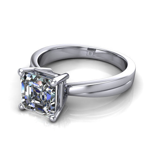 Alana Square Emerald Shape Classic Engagement Ring in Platinum