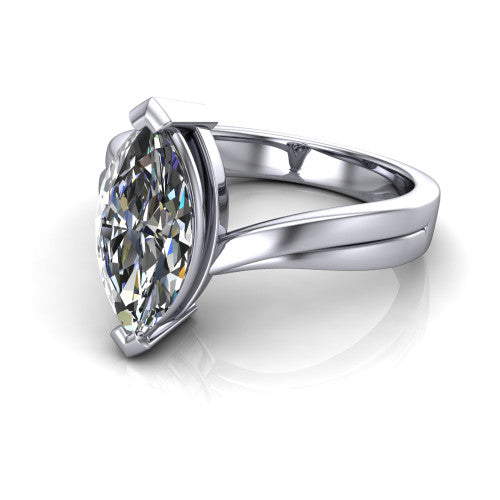 Alana Marquise Shape Classic Engagement Ring in 18K White Gold