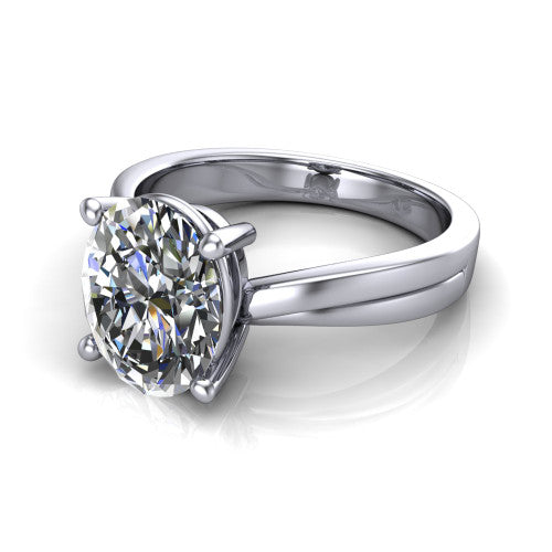 Alana Oval Shape Classic Engagement Ring in 14K White Gold