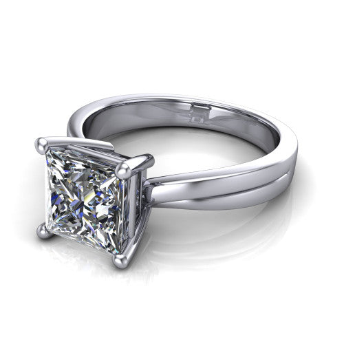 Alana Princess Shape Classic Engagement Ring in 14K White Gold