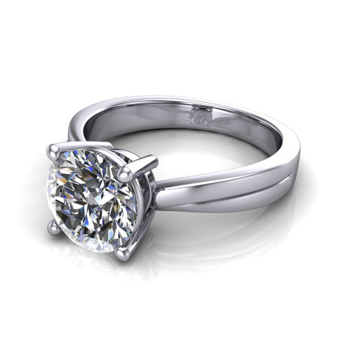 Alana Round Shape Classic Engagement Ring in 18K White Gold
