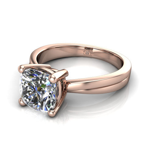 Alana Cushion Shape Classic Engagement Ring in 18K Rose Gold