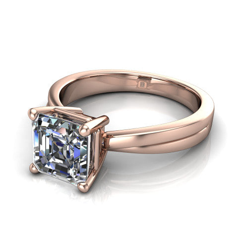Alana Square Emerald Shape Classic Engagement Ring in 18K Rose Gold