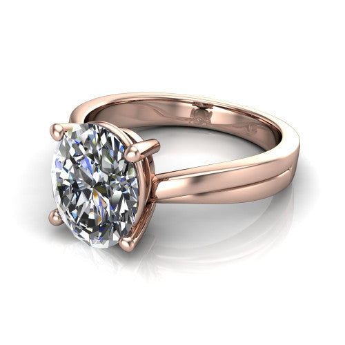 Alana Oval Shape Classic Engagement Ring in 18K Rose Gold