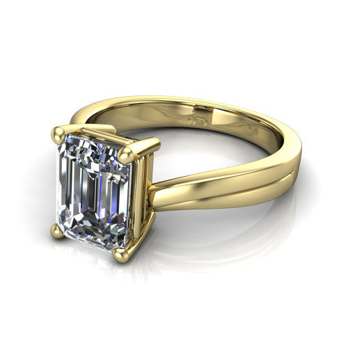 Alana Emerald Shape Classic Engagement Ring in 18K Yellow Gold