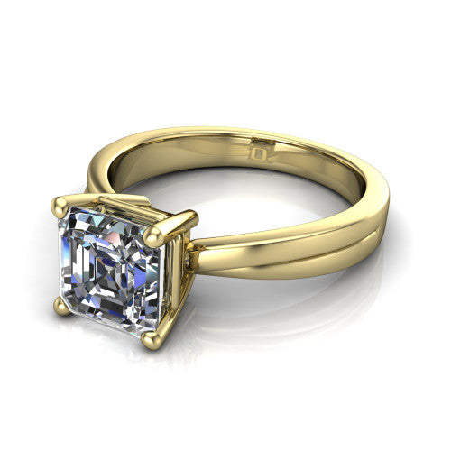 Alana Square Emerald Shape Classic Engagement Ring in 14K Yellow Gold