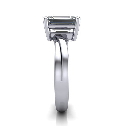 Alana Emerald Shape Classic Engagement Ring in 14K White Gold