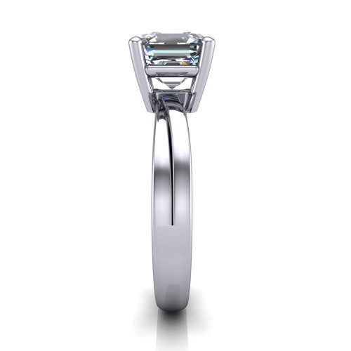 Alana Square Emerald Shape Classic Engagement Ring in 14K White Gold