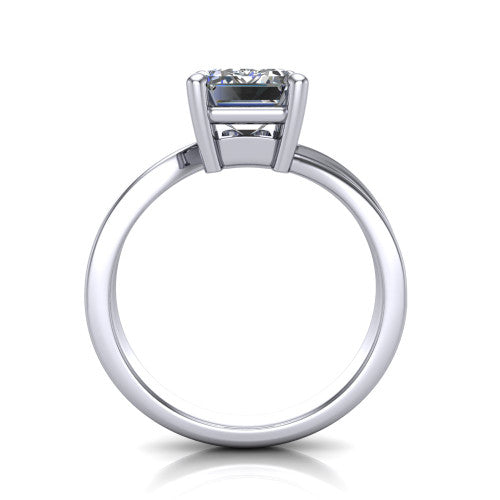 Alana Emerald Shape Classic Engagement Ring in 18K White Gold