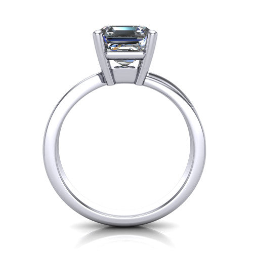 Alana Square Emerald Shape Classic Engagement Ring in 18K White Gold