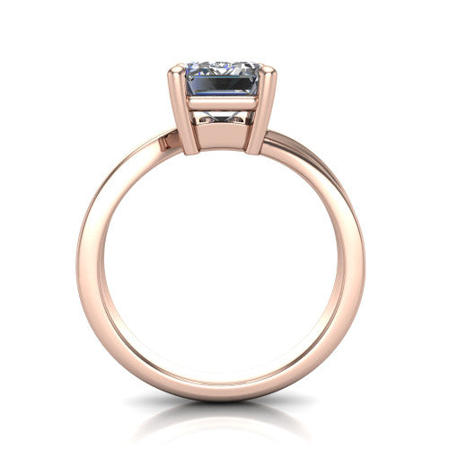 Alana Emerald Shape Classic Engagement Ring in 14K Rose Gold