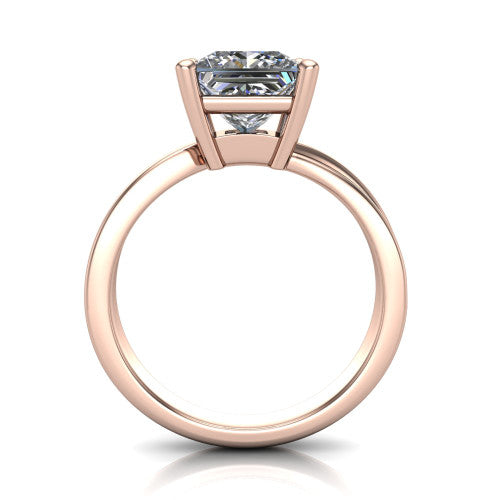 Alana Princess Shape Classic Engagement Ring in 14K Rose Gold