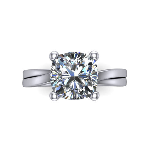 Alana Cushion Shape Classic Engagement Ring in 14K White Gold