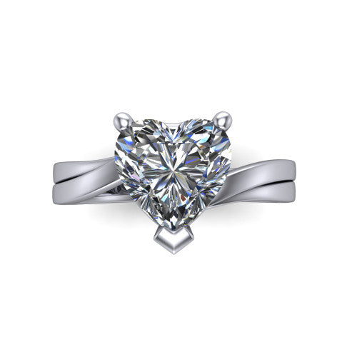 Alana Heart Shape Classic Engagement Ring in 18K White Gold