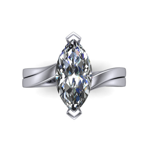 Alana Marquise Shape Classic Engagement Ring in 14K White Gold