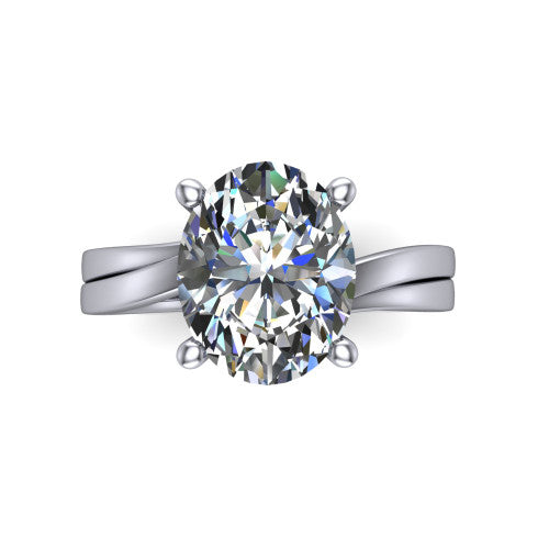 Alana Oval Shape Classic Engagement Ring in 14K White Gold
