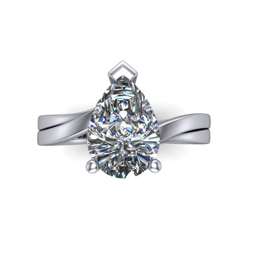 Alana Pear Shape Classic Engagement Ring in 18K White Gold