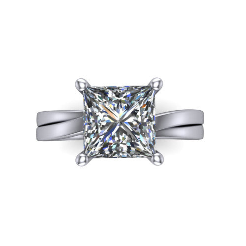 Alana Princess Shape Classic Engagement Ring in 18K White Gold