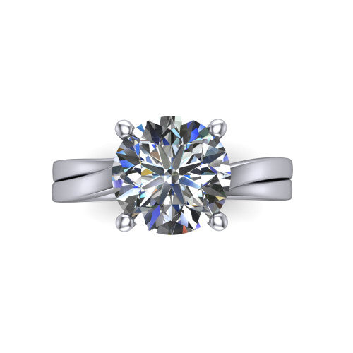 Alana Round Shape Classic Engagement Ring in 14K White Gold