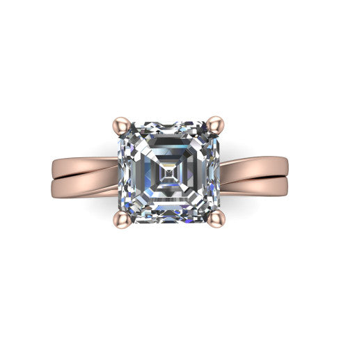 Alana Square Emerald Shape Classic Engagement Ring in 18K Rose Gold