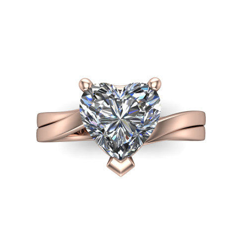 Alana Heart Shape Classic Engagement Ring in 14K Rose Gold