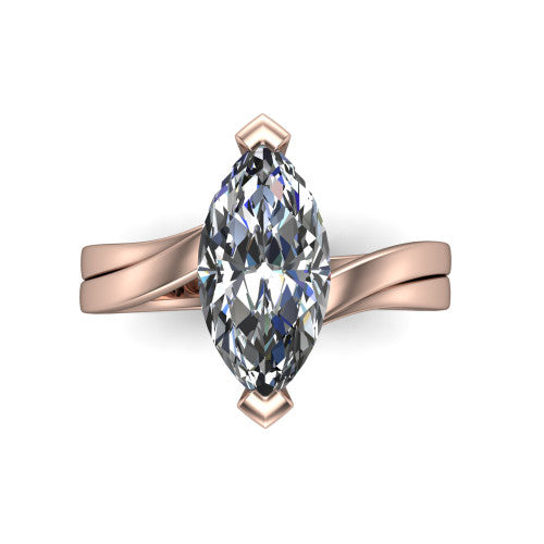 Alana Marquise Shape Classic Engagement Ring in 14K Rose Gold