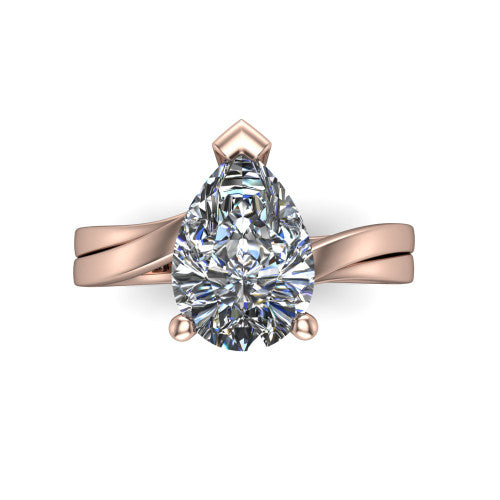 Alana Pear Shape Classic Engagement Ring in 18K Rose Gold