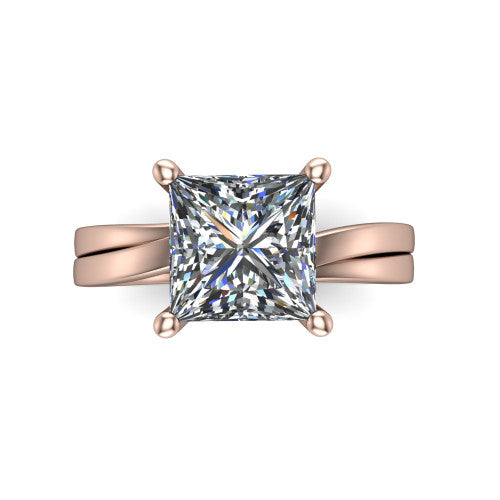 Alana Princess Shape Classic Engagement Ring in 18K Rose Gold