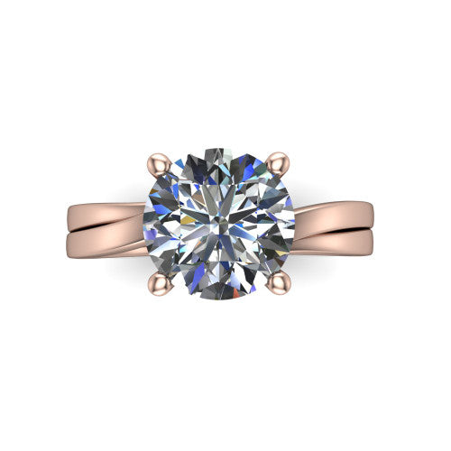 Alana Round Shape Classic Engagement Ring in 14K Rose Gold