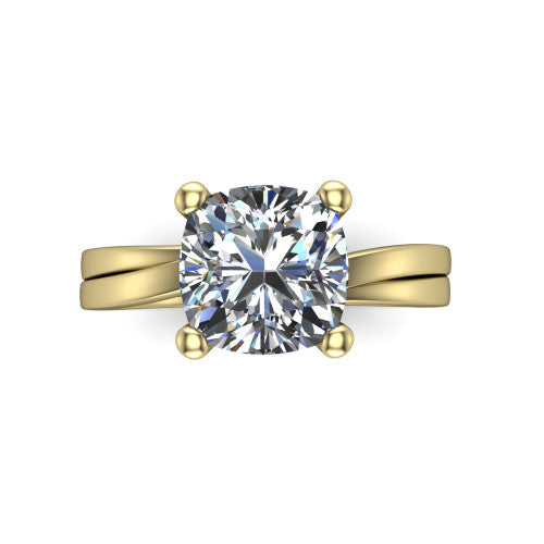 Alana Cushion Shape Classic Engagement Ring in 14K Yellow Gold