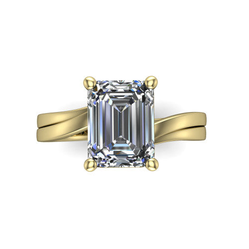 Alana Emerald Shape Classic Engagement Ring in 14K Yellow Gold