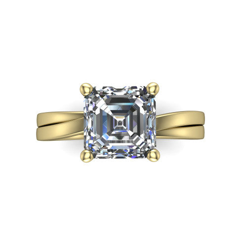 Alana Square Emerald Shape Classic Engagement Ring in 14K Yellow Gold