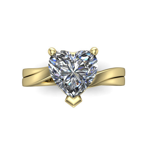 Alana Heart Shape Classic Engagement Ring in 14K Yellow Gold