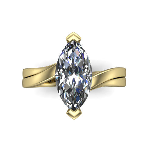 Alana Marquise Shape Classic Engagement Ring in 18K Yellow Gold