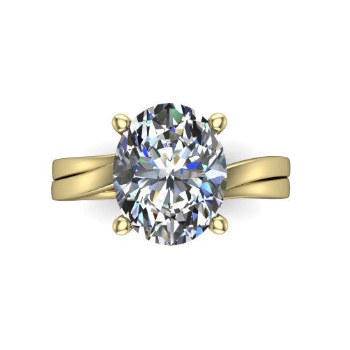 Alana Oval Shape Classic Engagement Ring in 14K Yellow Gold