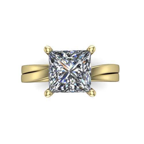 Alana Princess Shape Classic Engagement Ring in 14K Yellow Gold