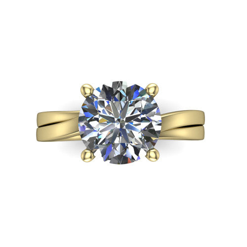 Alana Round Shape Classic Engagement Ring in 14K Yellow Gold