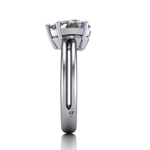 Peyton pear-shaped classic engagement ring in Platinum, side profile showing the split shank dividing into two rails