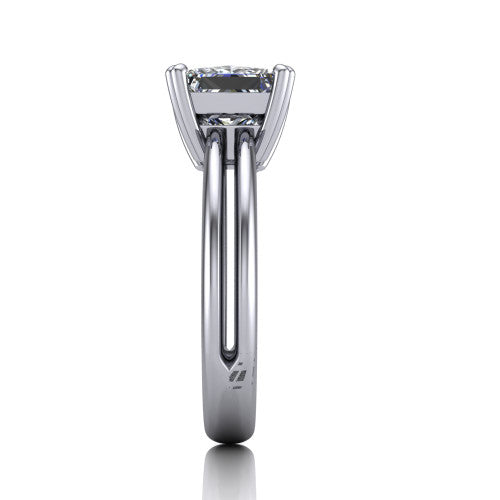Peyton princess-cut classic engagement ring in Platinum, side profile showing the split shank dividing into two rails