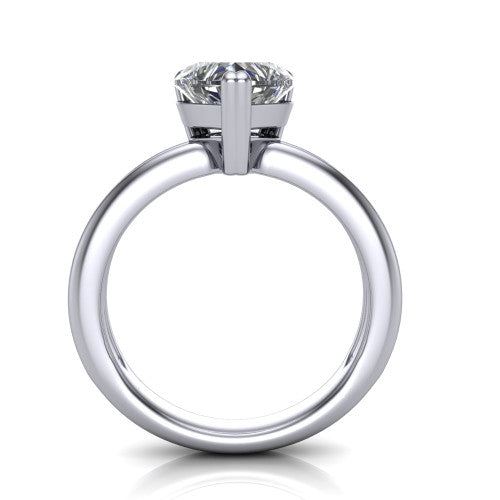 Peyton heart-shaped classic engagement ring in Platinum, through-finger front profile showing the high-set head and open cathedral gallery