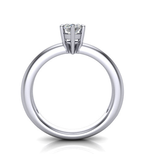 Peyton marquise-cut classic engagement ring in 18K White Gold, through-finger front profile showing the high-set head and open cathedral gallery