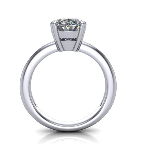 Peyton oval classic engagement ring in Platinum, through-finger front profile showing the high-set head and open cathedral gallery