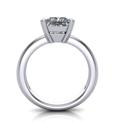 Peyton princess-cut classic engagement ring in Platinum, through-finger front profile showing the high-set head and open cathedral gallery