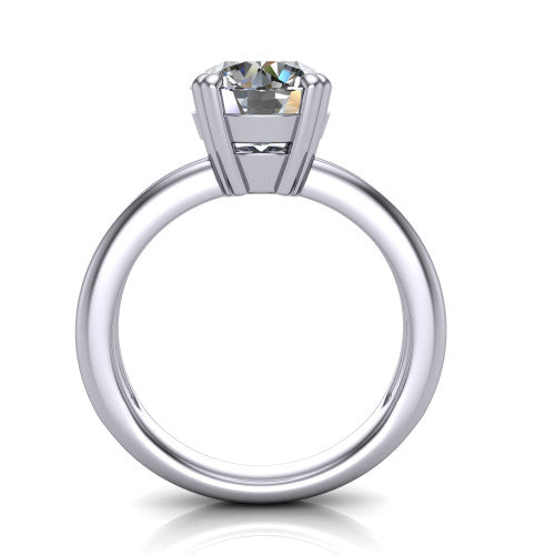 Peyton round solitaire engagement ring in 14K White Gold, through-finger front profile showing the high-set head and open cathedral gallery