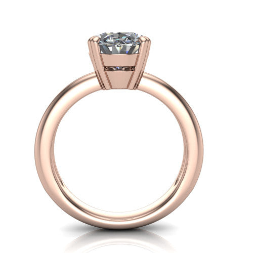 Peyton oval classic engagement ring in 18K Rose Gold, through-finger front profile showing the high-set head and open cathedral gallery