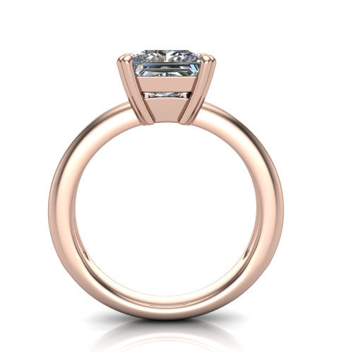 Peyton princess-cut classic engagement ring in 14K Rose Gold, through-finger front profile showing the high-set head and open cathedral gallery