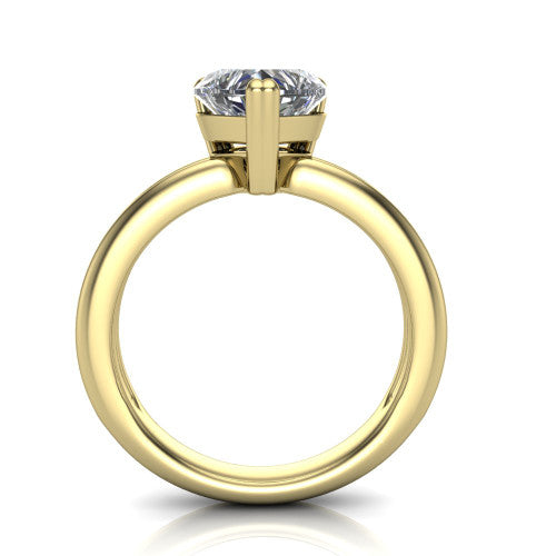 Peyton heart-shaped classic engagement ring in 18K Yellow Gold, through-finger front profile showing the high-set head and open cathedral gallery