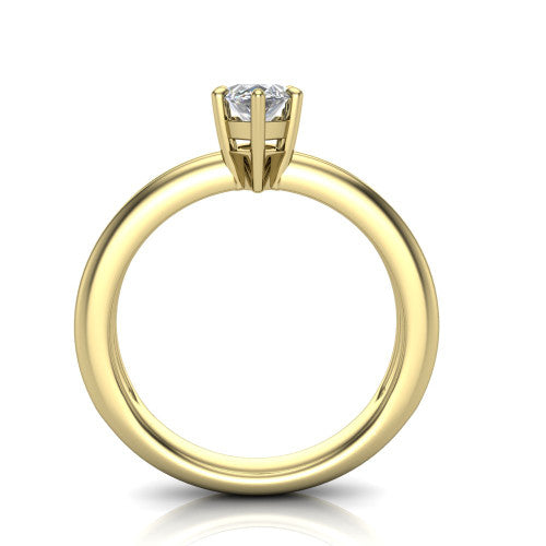Peyton marquise-cut classic engagement ring in 18K Yellow Gold, through-finger front profile showing the high-set head and open cathedral gallery