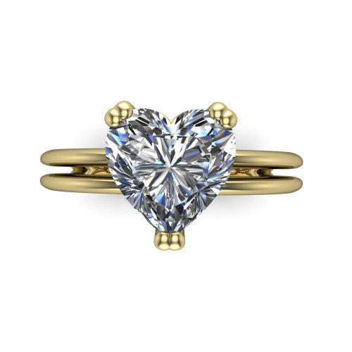 Peyton heart-shaped classic engagement ring in 18K Yellow Gold, top-down view showing the heart-shaped center diamond and the split double-band shank
