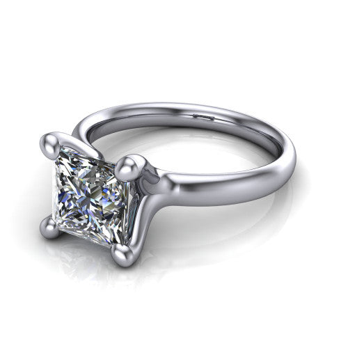 Brynlee princess-cut classic engagement ring in Platinum, three-quarter perspective showing the princess-cut center diamond above a clean polished band